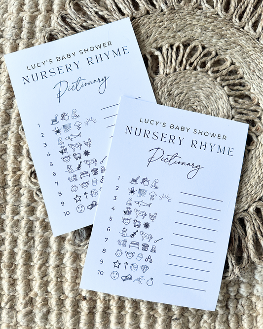 Personalised Baby Shower Nursery Rhyme Pictionary Game