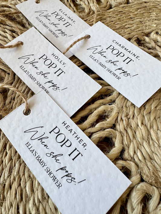 Pop When She Pops Personalised Bottle Name Tag