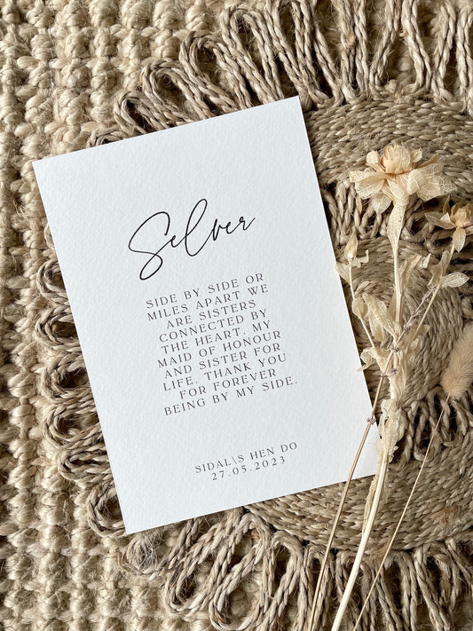 Personalised Custom Bridal Party Postcard