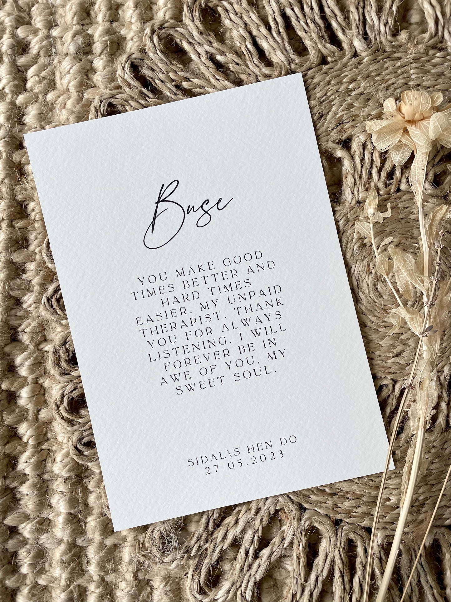 Personalised Custom Bridal Party Postcard