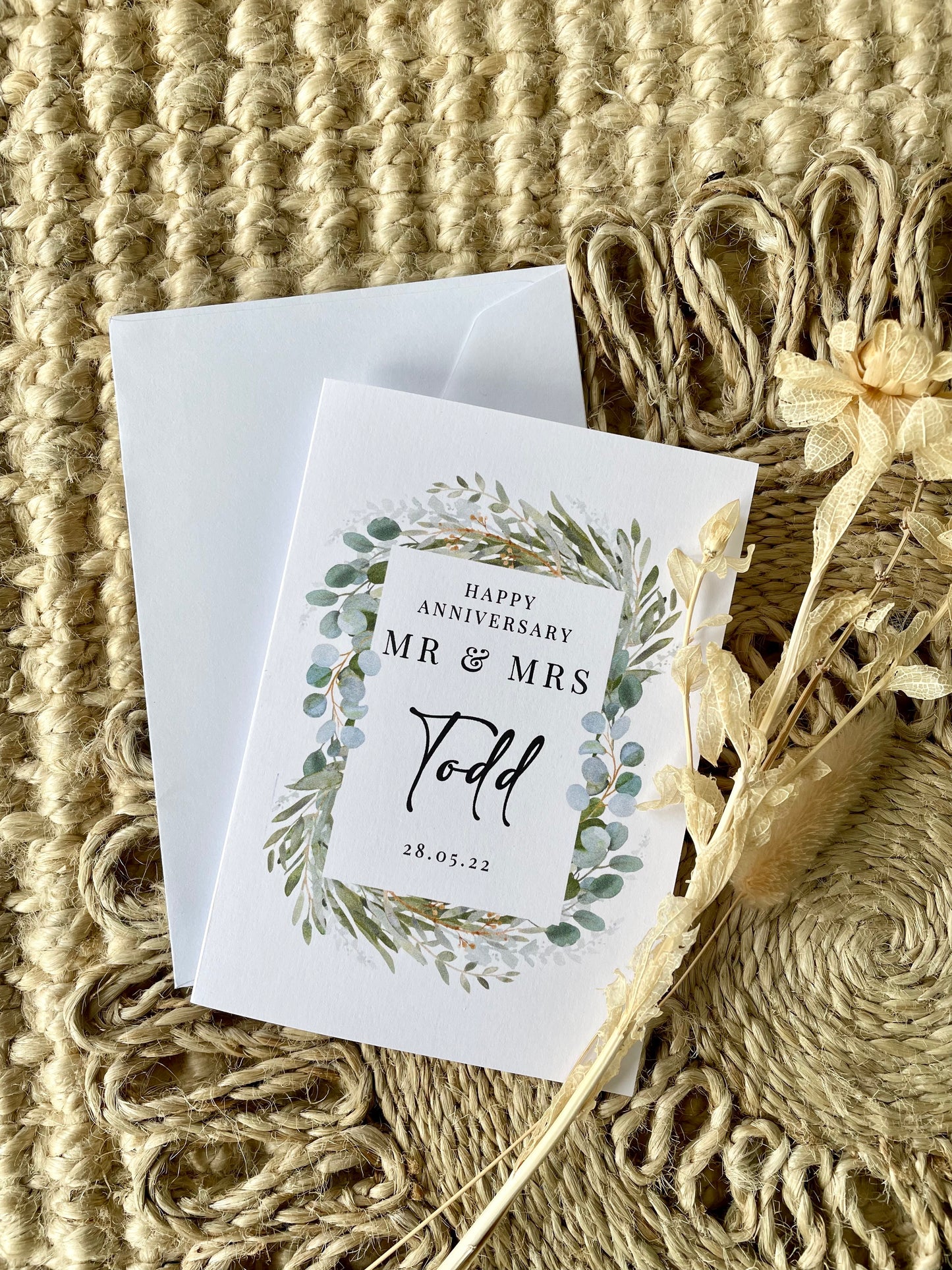 Personalised Botanical Border Anniversary Card