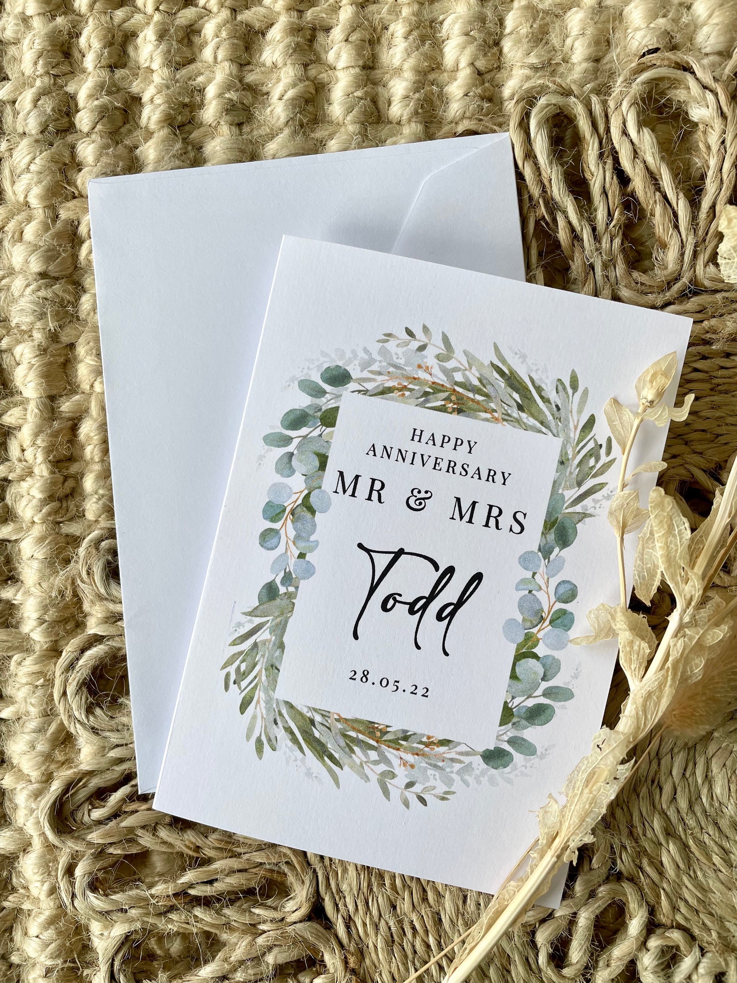 Personalised Botanical Border Anniversary Card