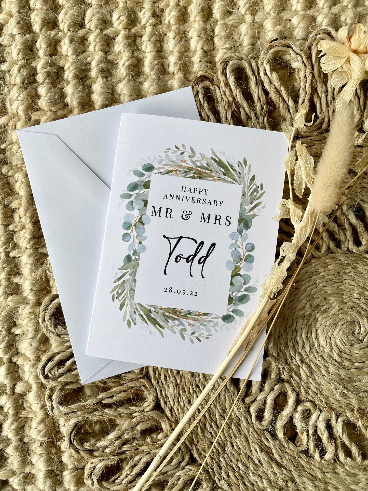 Personalised Botanical Border Anniversary Card