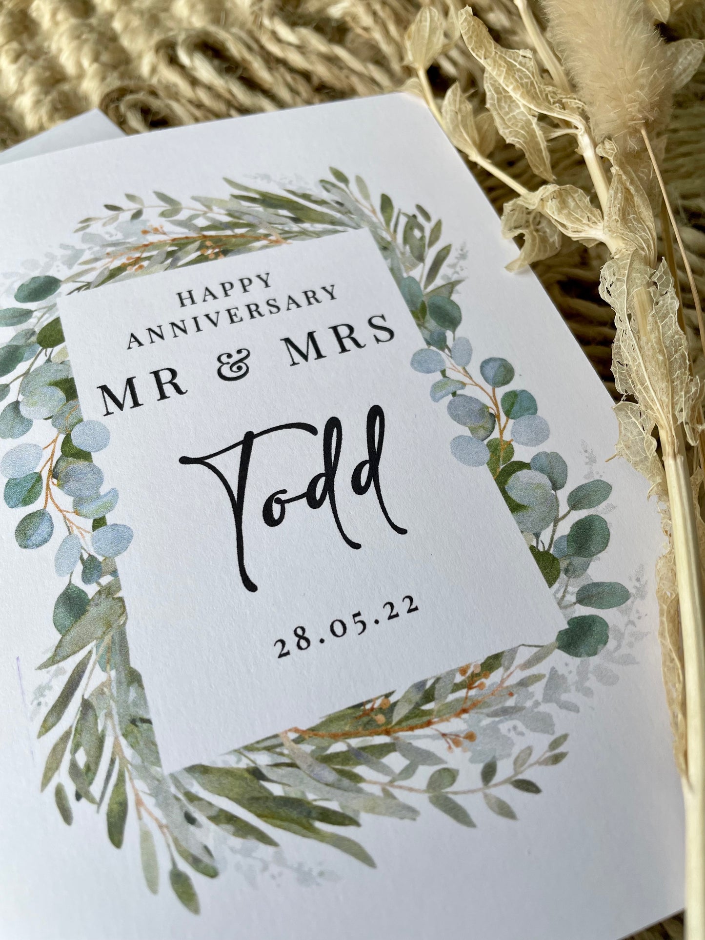 Personalised Botanical Border Anniversary Card