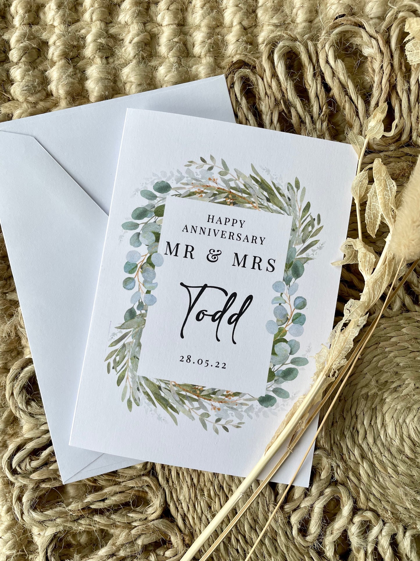 Personalised Botanical Border Anniversary Card