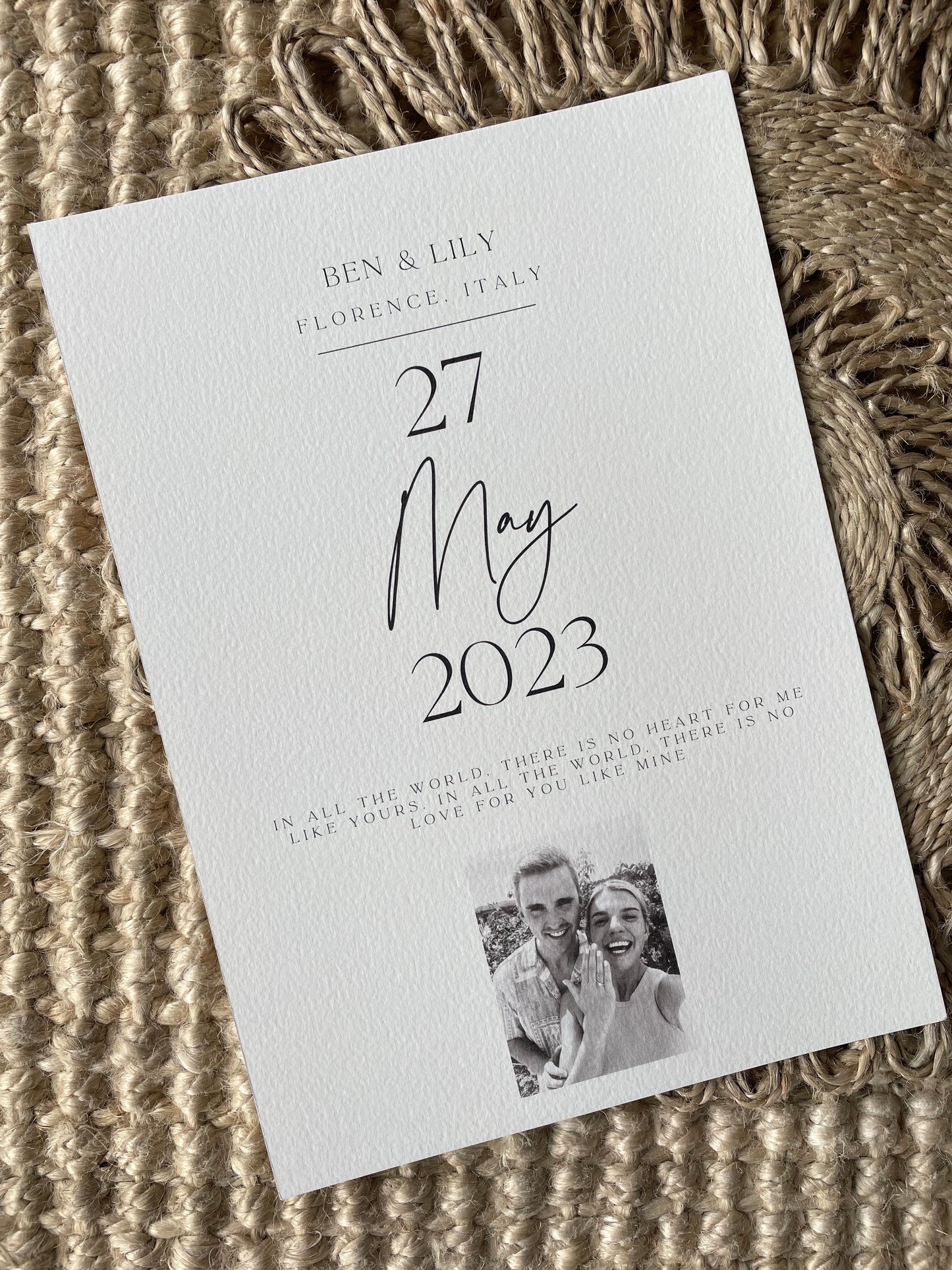 Personalised Custom Date Quote Photo Engagement Print