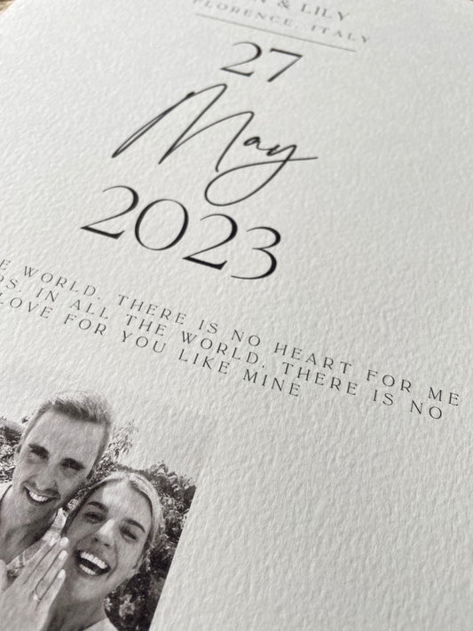 Personalised Custom Date Quote Photo Engagement Print