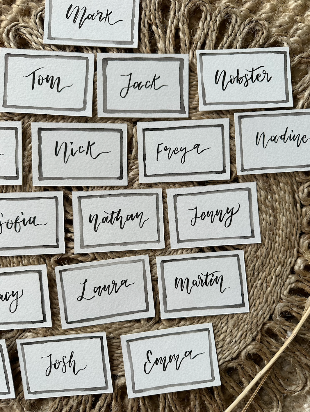 Hand Painted Border Place Name Cards