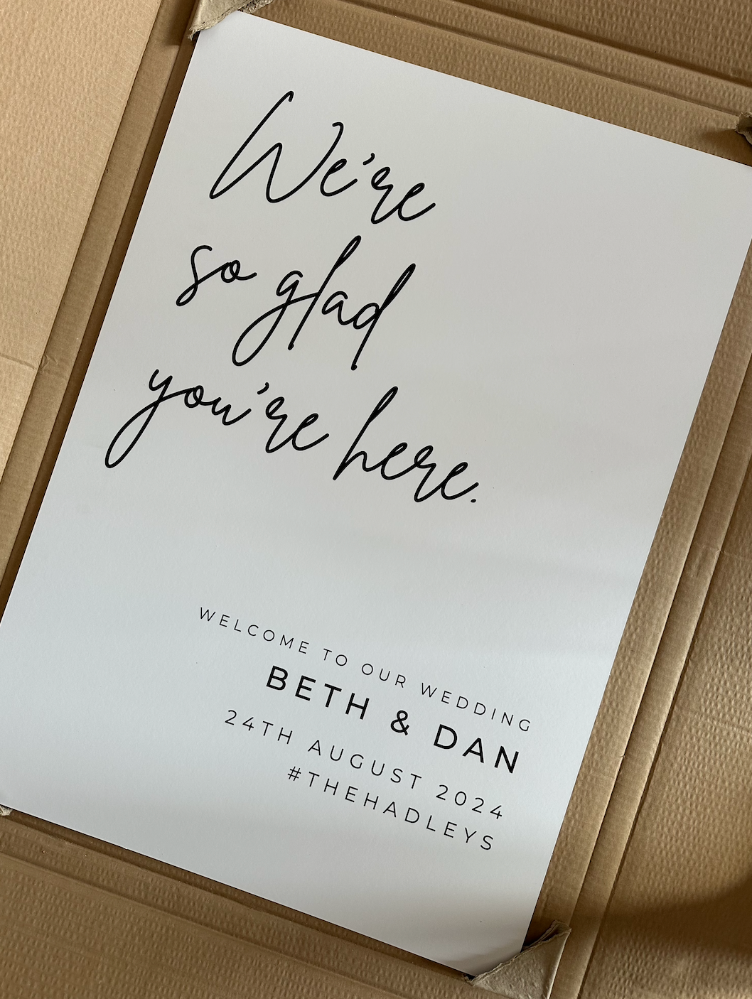 We're So Glad You're Here Large Welcome To Our Wedding Sign