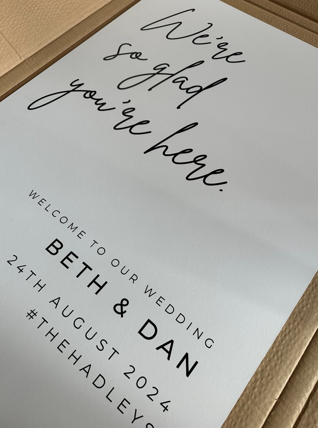 We're So Glad You're Here Large Welcome To Our Wedding Sign