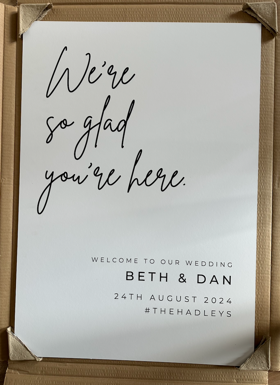 We're So Glad You're Here Large Welcome To Our Wedding Sign