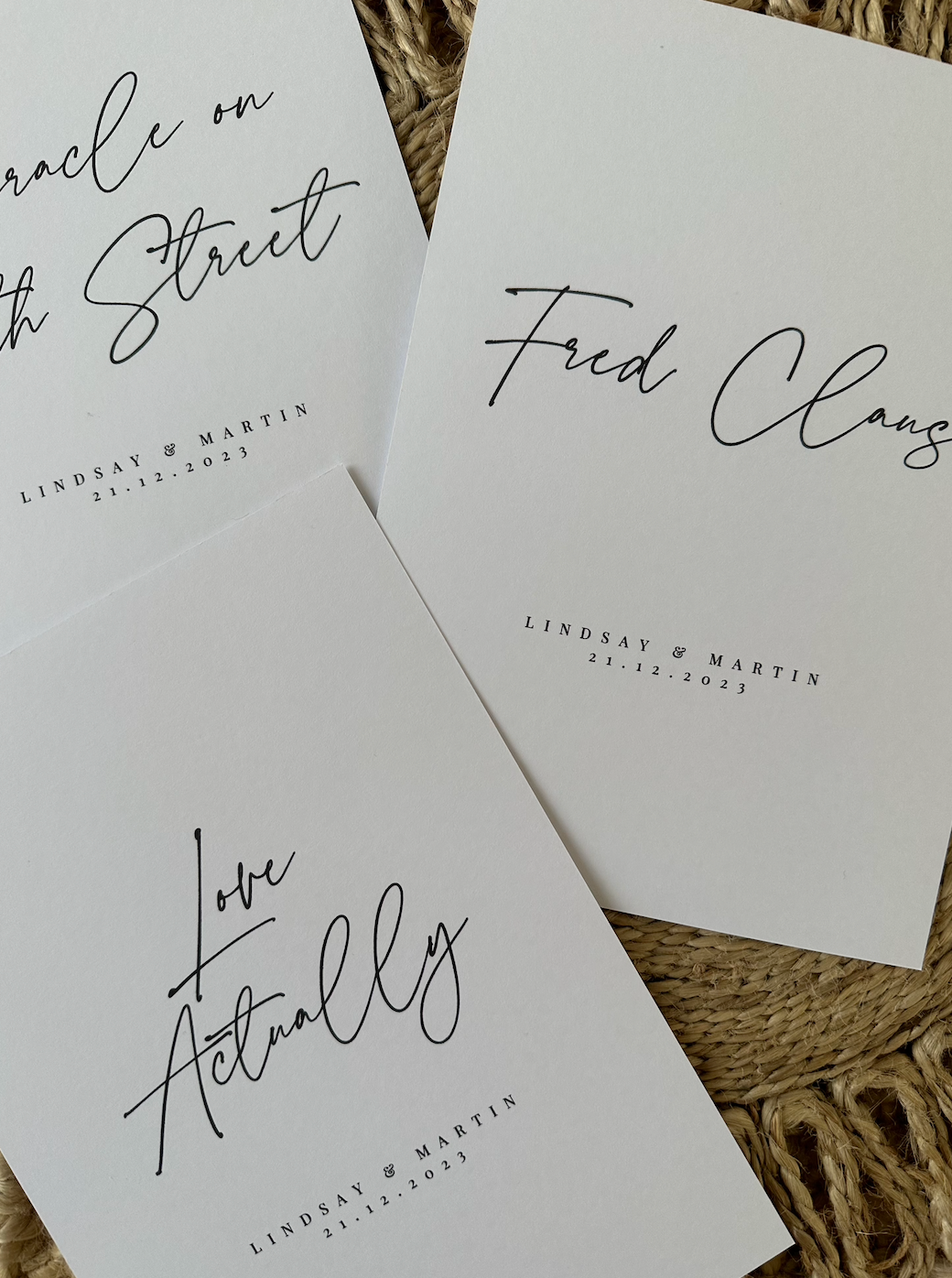 Custom Christmas Movie Table Names