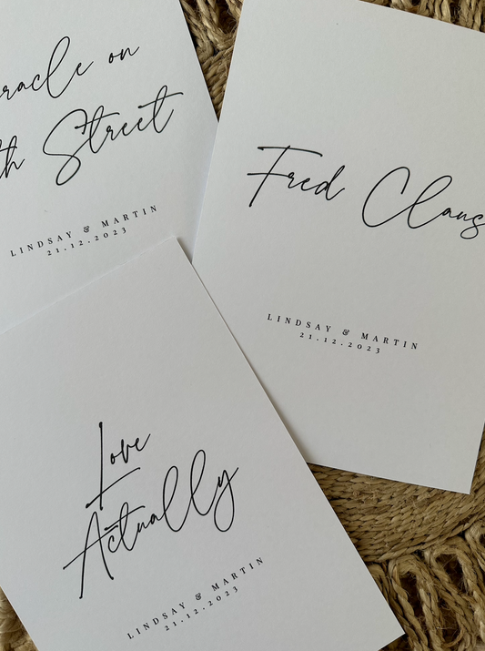 Custom Christmas Movie Table Names