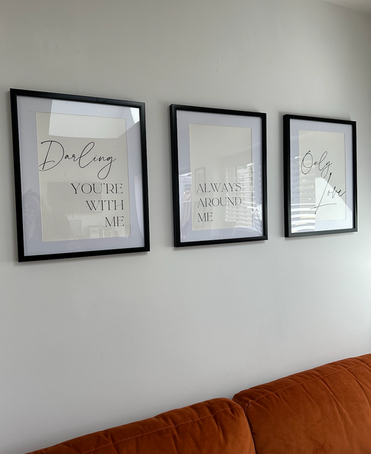 Custom Set Of Three Song Lyric Print