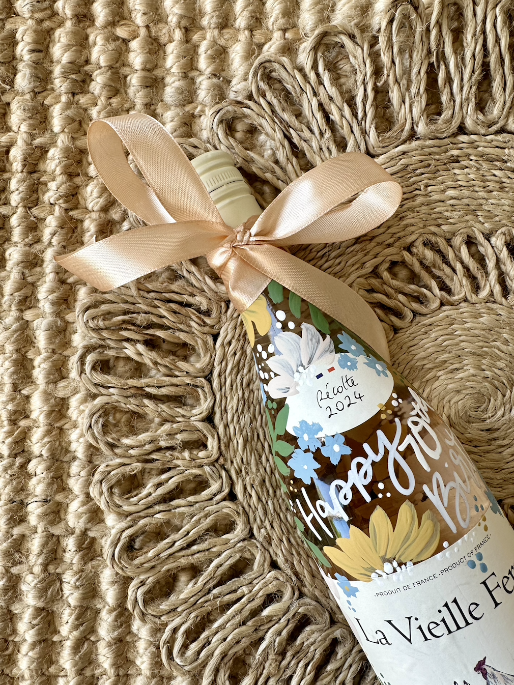 Custom Personalised Hand Painted Wine Bottle