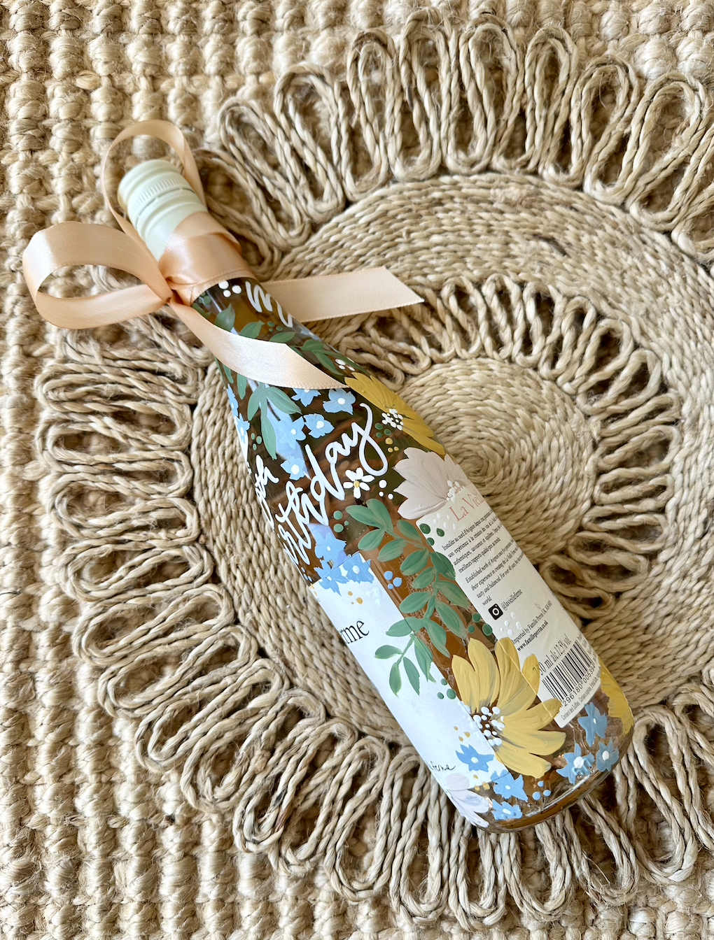 Custom Personalised Hand Painted Wine Bottle