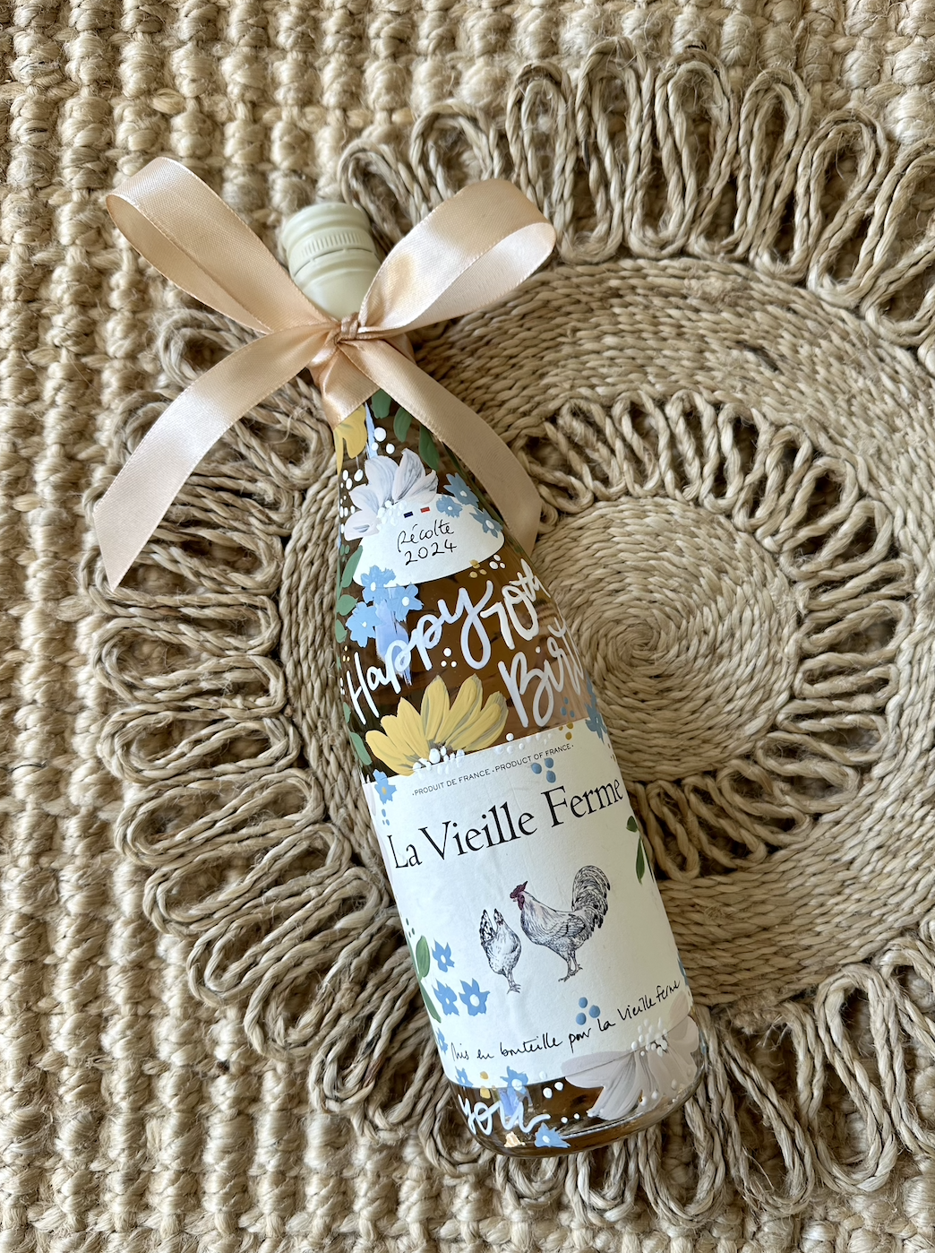 Custom Personalised Hand Painted Wine Bottle
