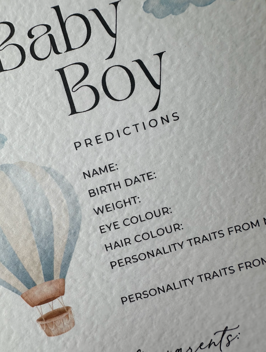 Personalised Hot Air Balloon Baby Shower Prediction Cards