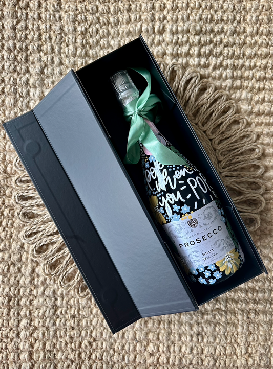 Hand Painted Personalised Wine Bottle Gift Box