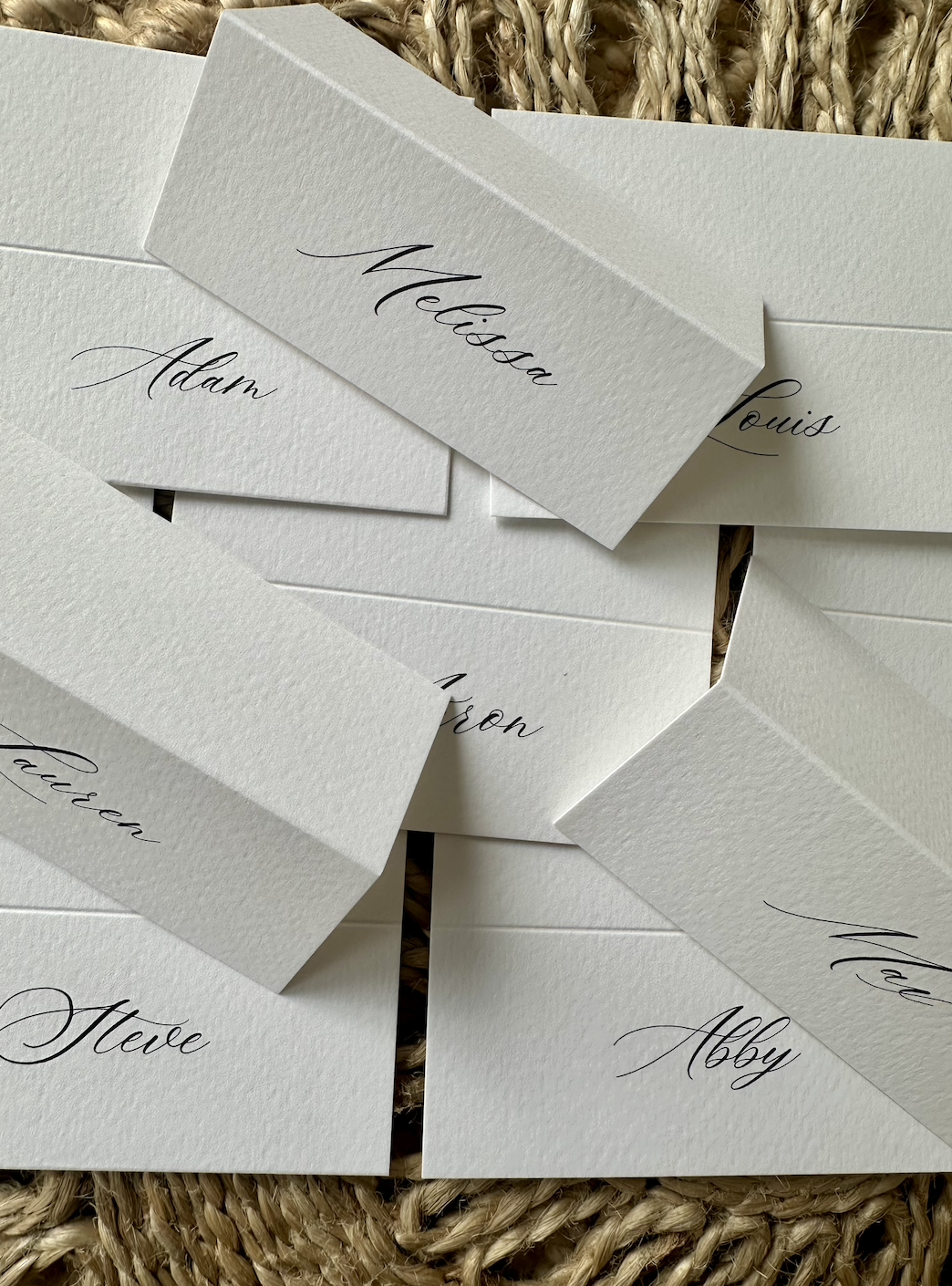 Traditional Calligraphy Personalised Folded Place Card Names