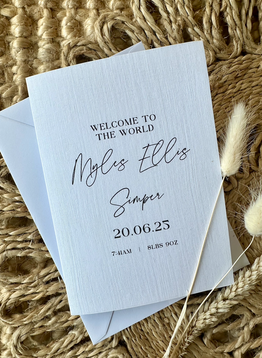 Personalised New Baby Name Card