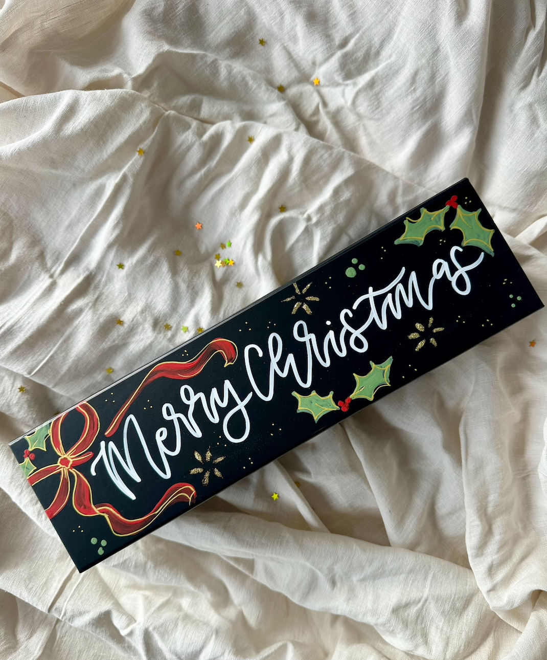 Hand Painted Personalised Christmas Wine Bottle Gift Box