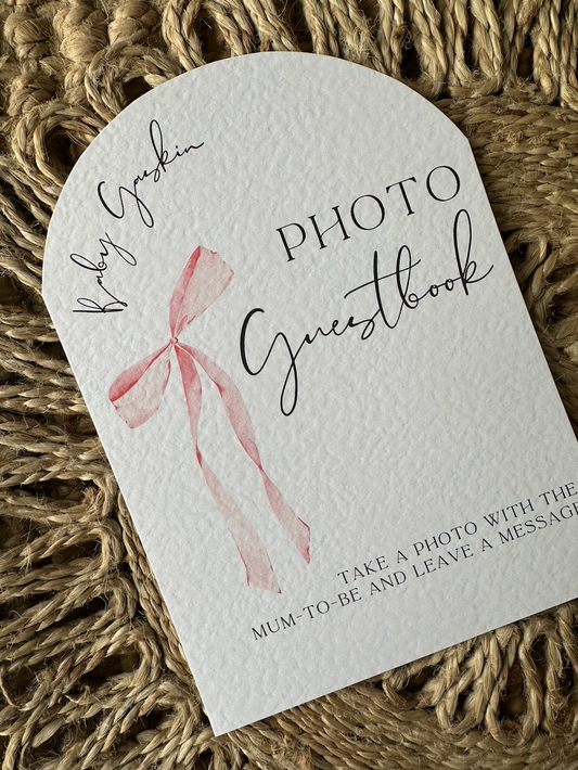 Bow Theme Personalised Photo Guestbook Baby Shower Sign