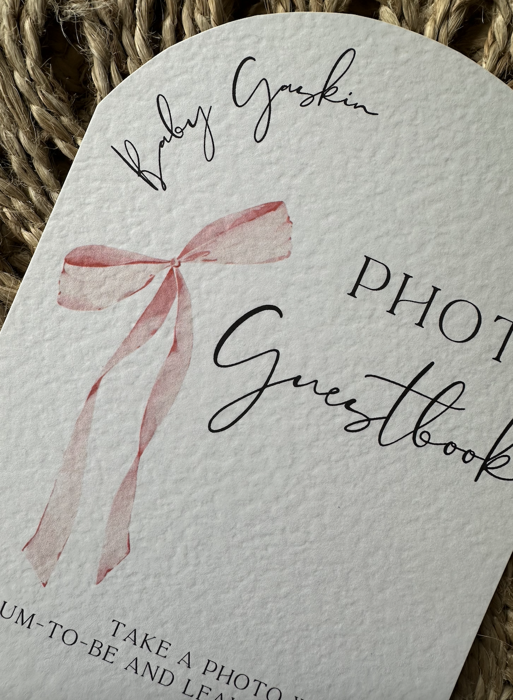 Bow Theme Personalised Photo Guestbook Baby Shower Sign