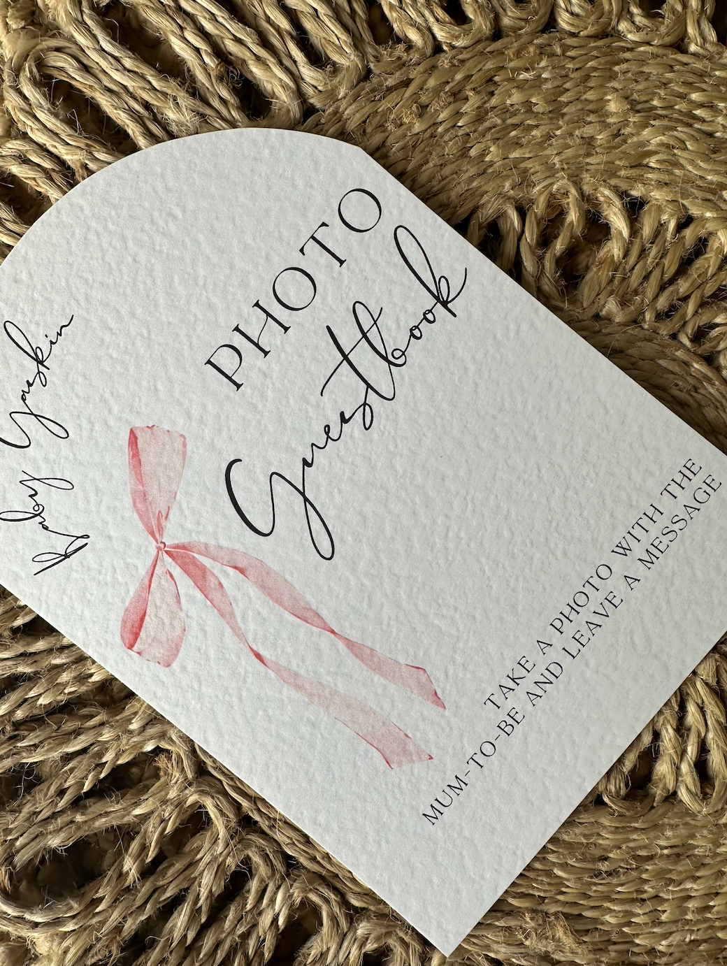 Bow Theme Personalised Photo Guestbook Baby Shower Sign