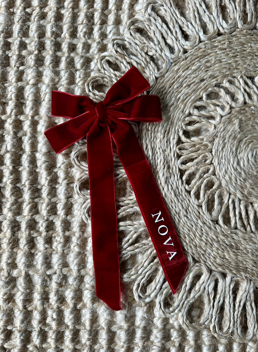 Personalised Velvet Bow Christmas Tree Decoration