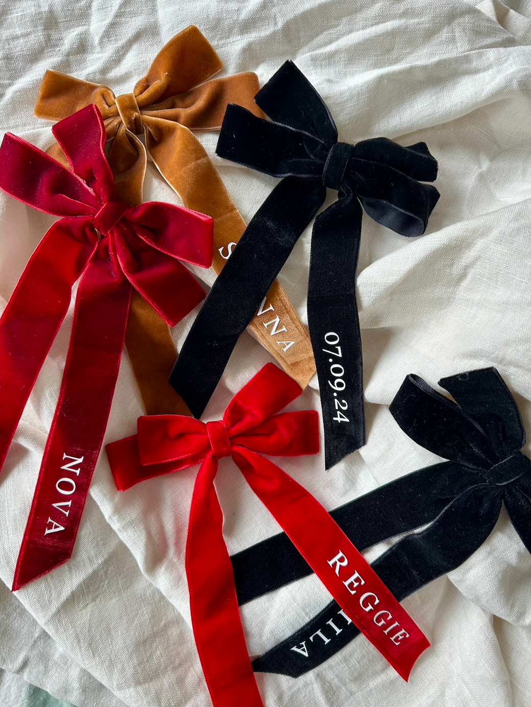 Personalised Velvet Bow Christmas Tree Decoration