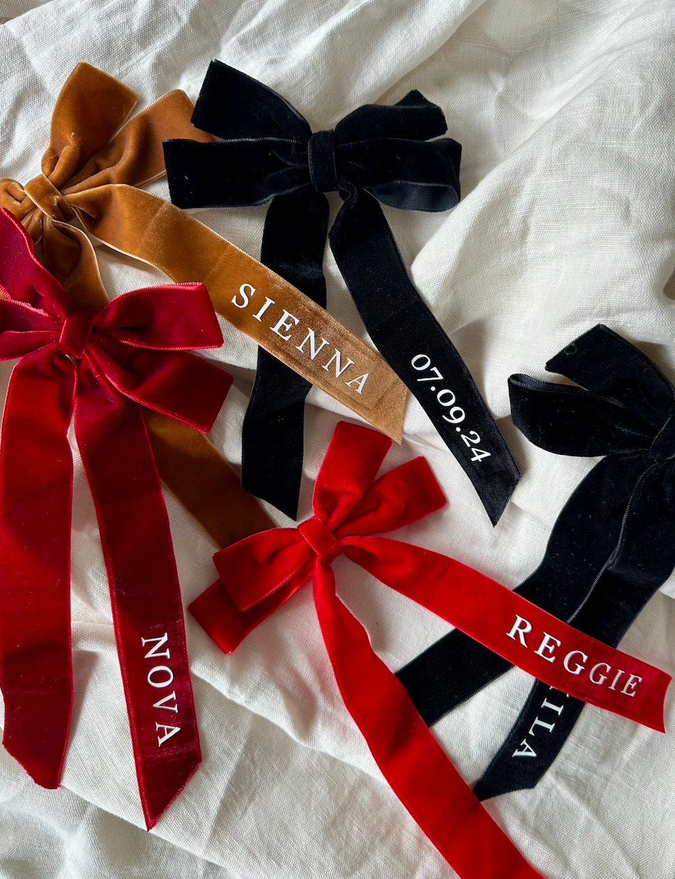 Personalised Velvet Bow Christmas Tree Decoration