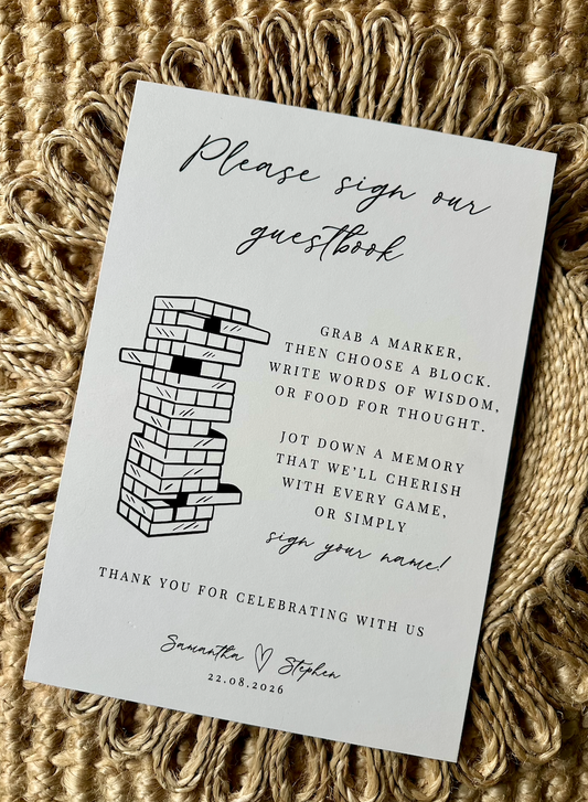 Personalised Jenga Wedding Guestbook Sign