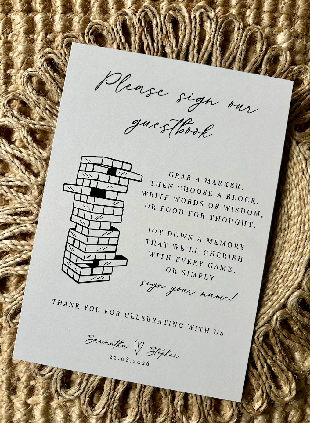 Personalised Jenga Wedding Guestbook Sign
