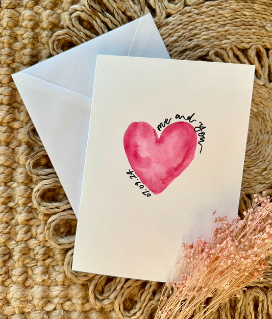 Hand Painted Personalised Heart Card