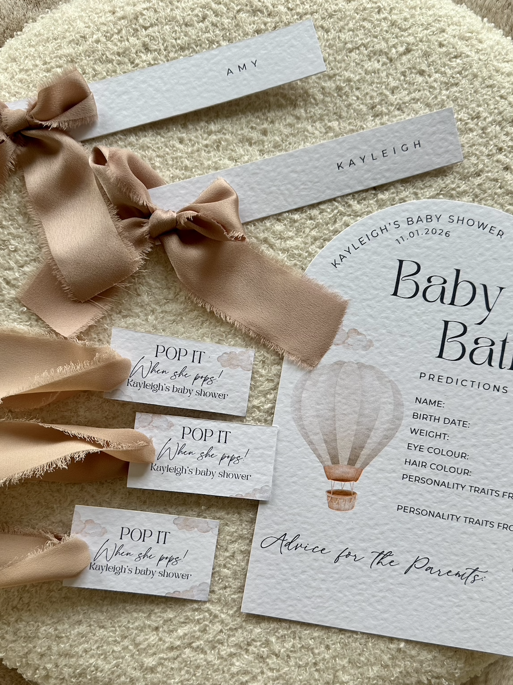 Elegant Satin Chiffon Ribbon Bow Personalised Place Name