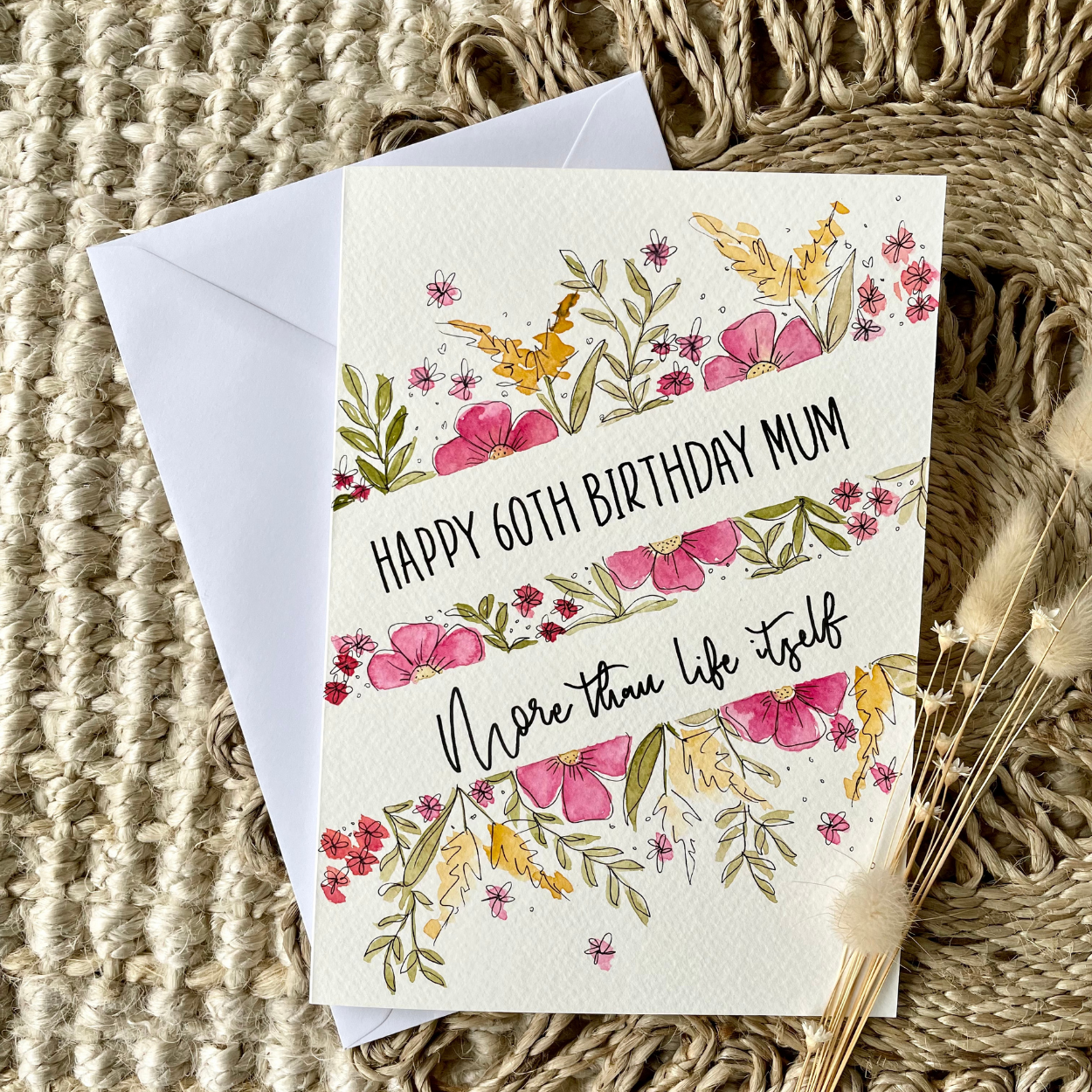 Personalised Pink Floral Birthday Card