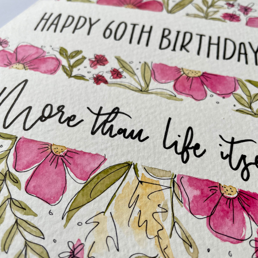 Personalised Pink Floral Birthday Card