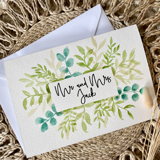Mr & Mrs Botanical Wedding Card