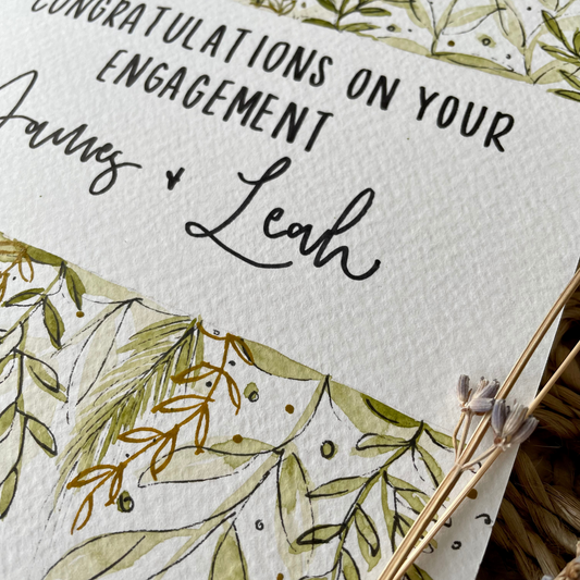 Personalised Botanical Border Engagement Card