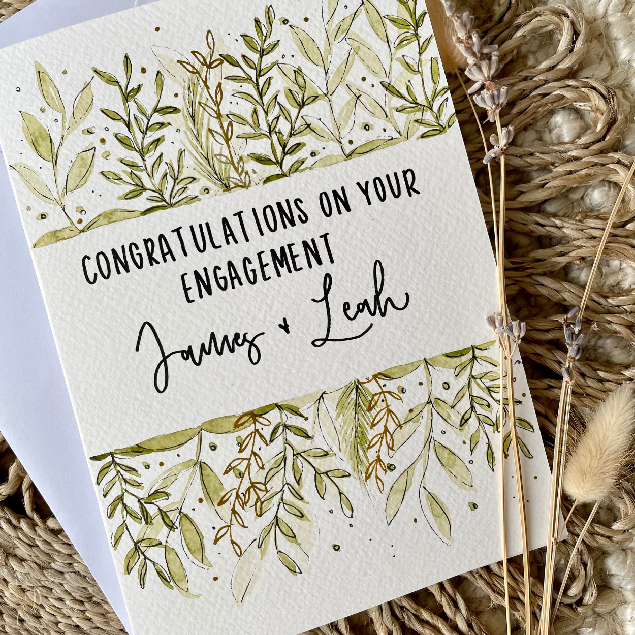 Personalised Botanical Border Engagement Card