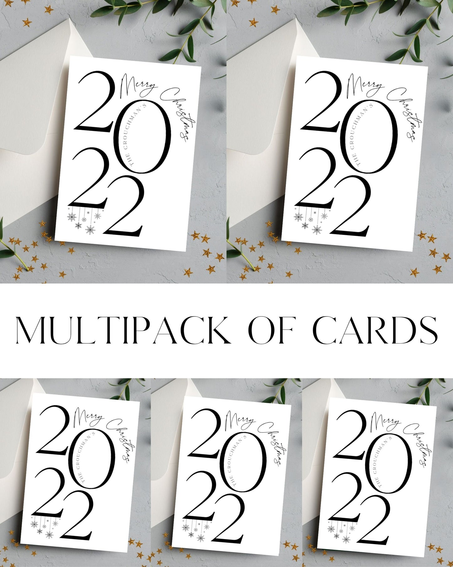Pack Of 5 Personalised 2022 Christmas Cards
