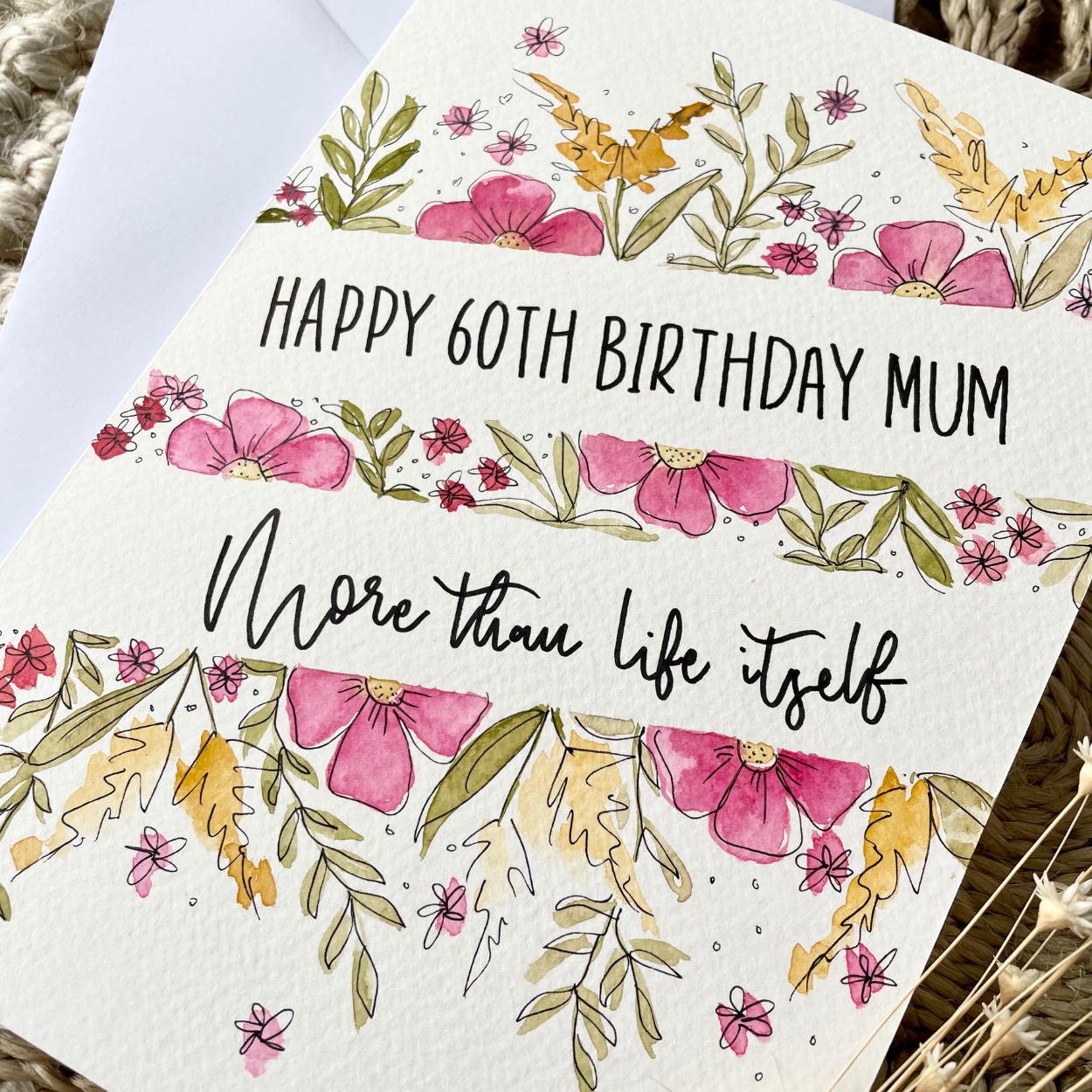 Personalised Pink Floral Birthday Card