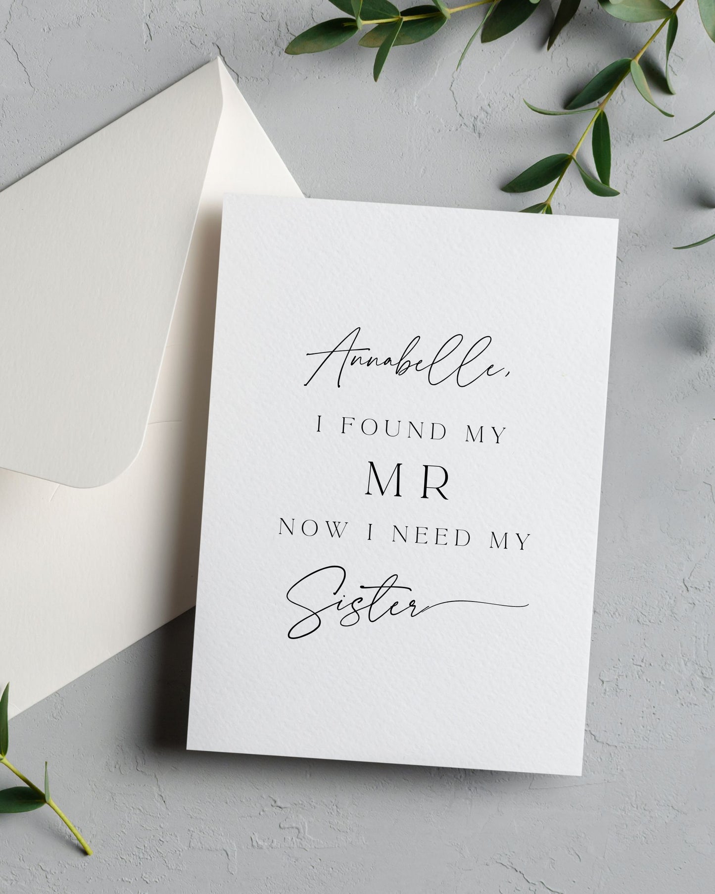 Custom I Found My Mr Now I Need My Sister Bridesmaid Proposal Card