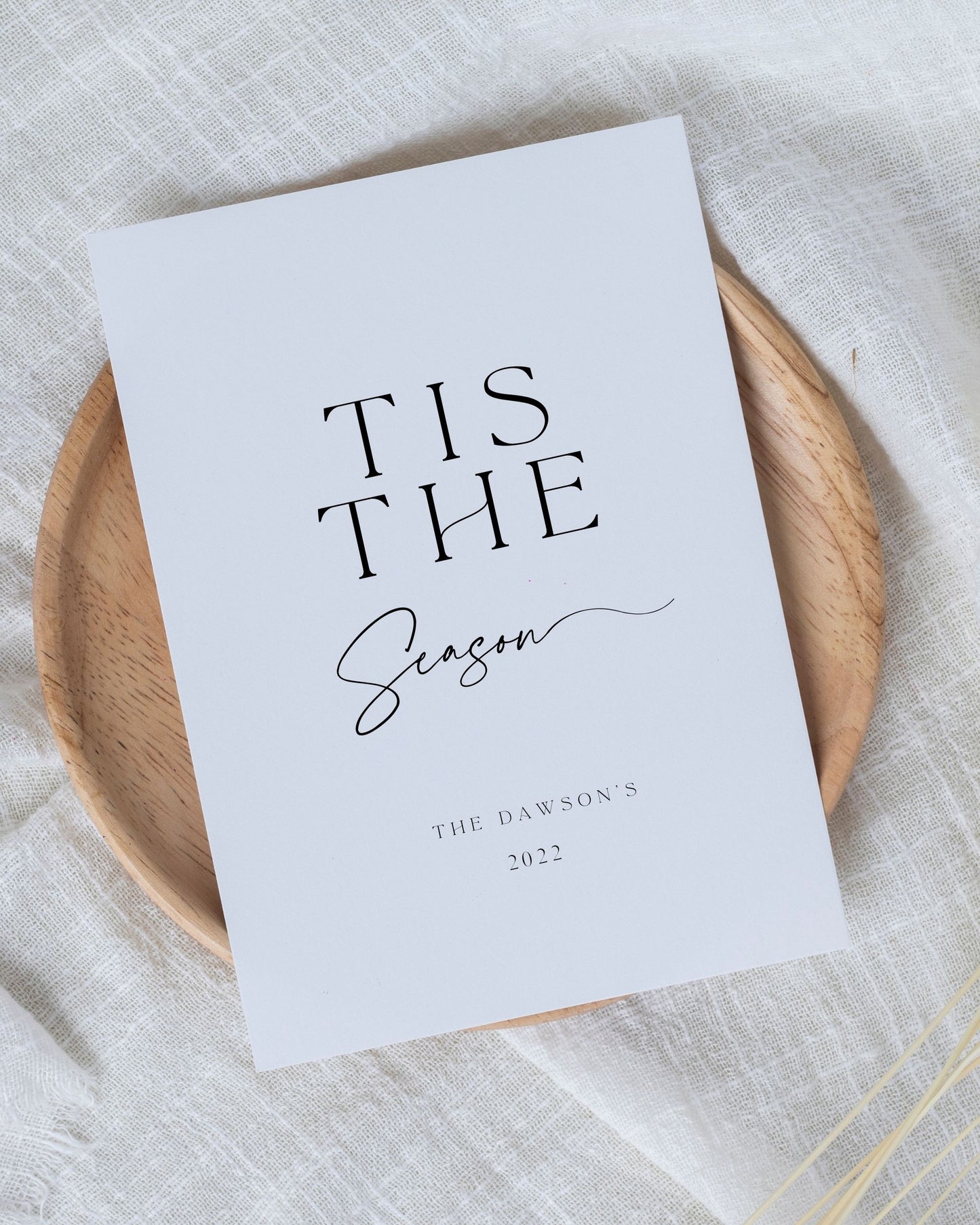 Personalised Minimalistic Tis The Season Christmas Print
