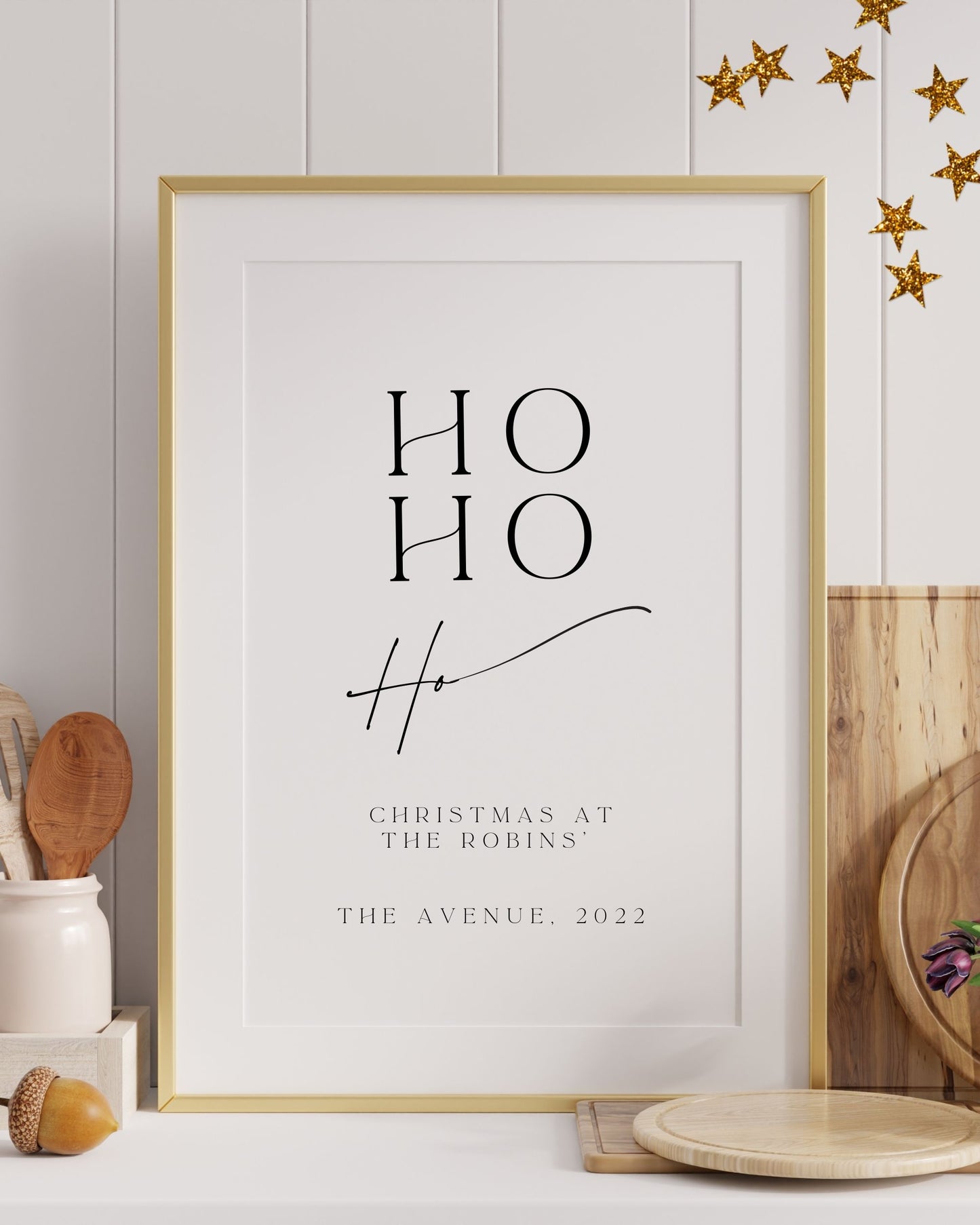 Personalised Minimalistic Ho Ho Ho Christmas Print