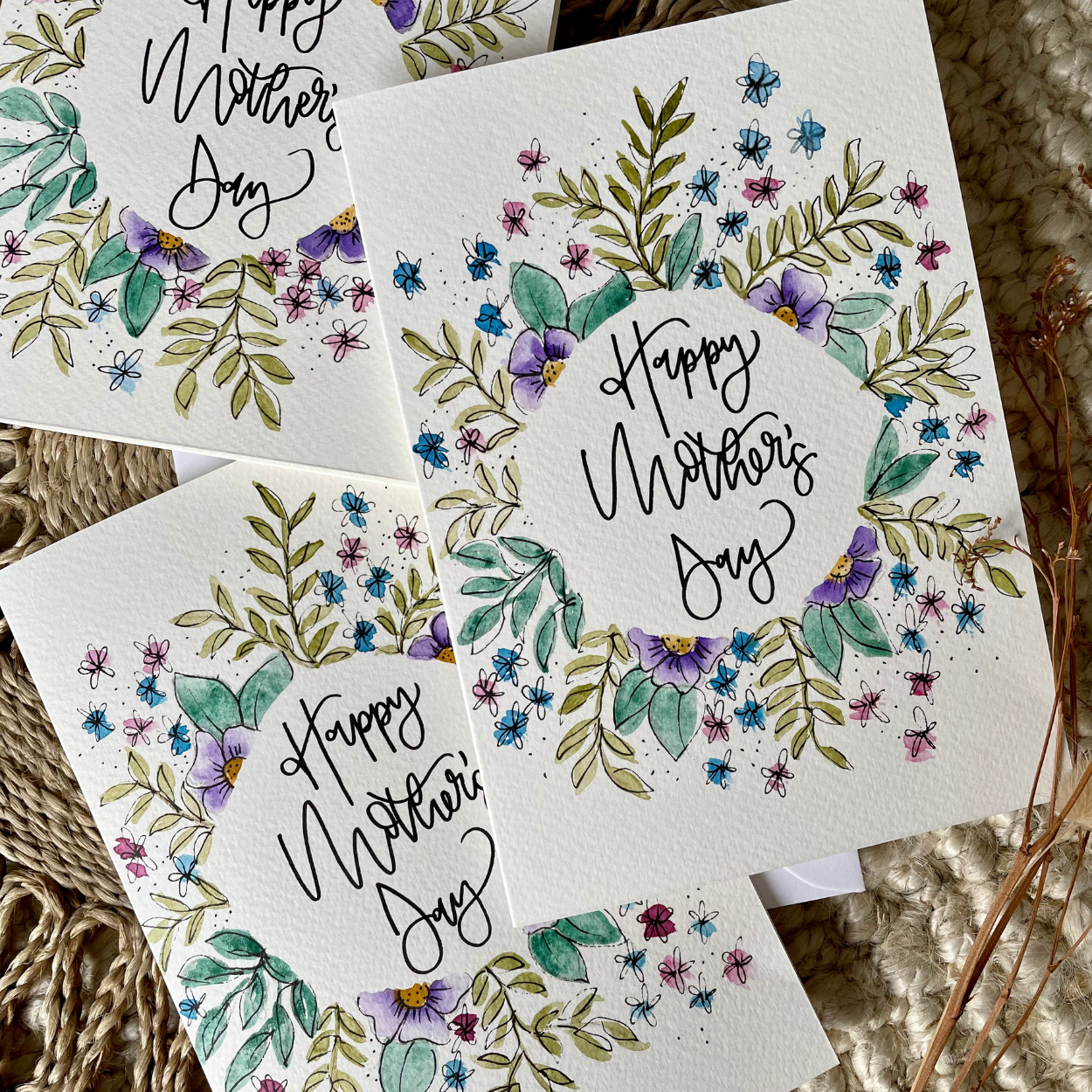 Happy Mother's Day Floral Wreath Card