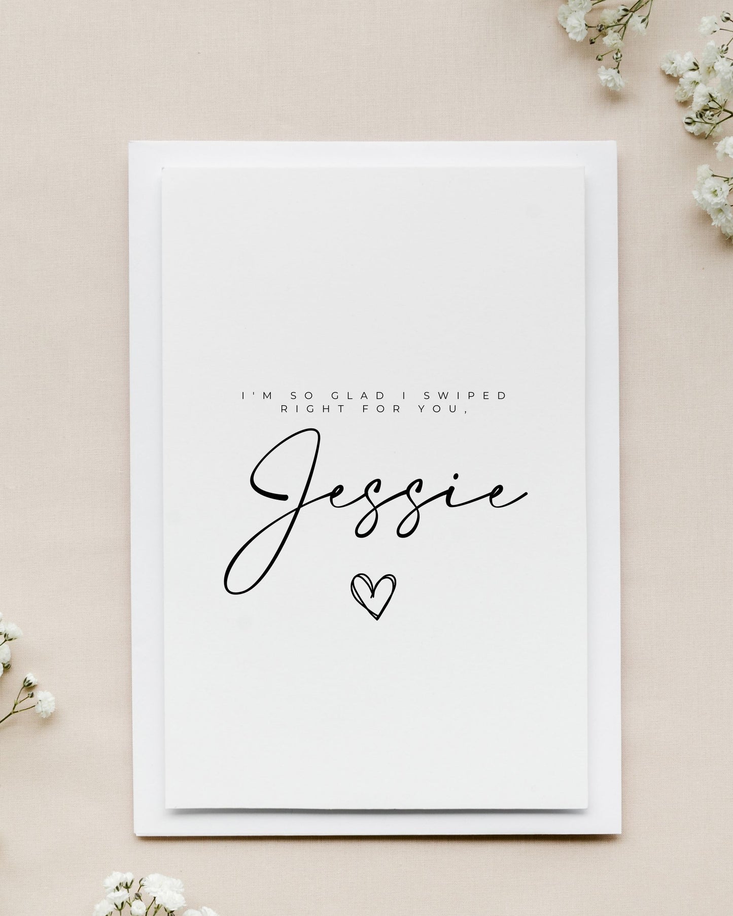Personalised I'm So Glad I Swiped Right For You Card