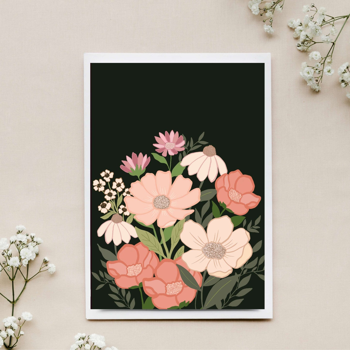 Nude Floral Bouquet Card