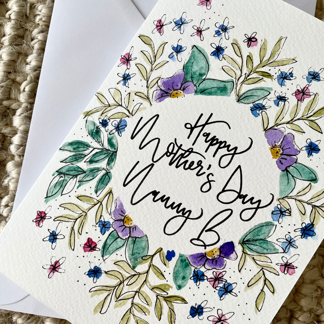 Happy Mother's Day Floral Wreath Card